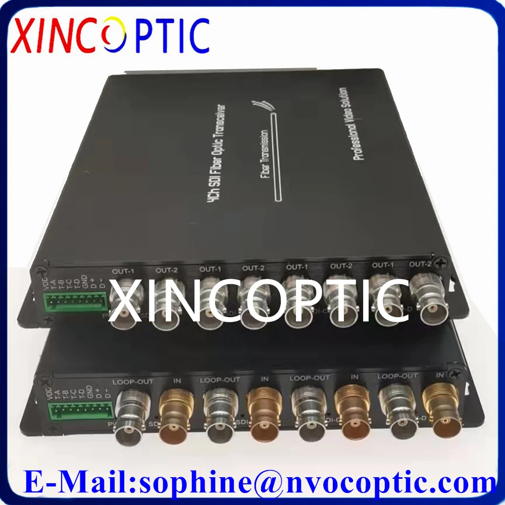 

4Channel HD-SDI SD-SDI 1920*1080P@30Hz 1080i Fiber Optic Video Converter with Single LC/FC/ST 20KM Connector and Loopout