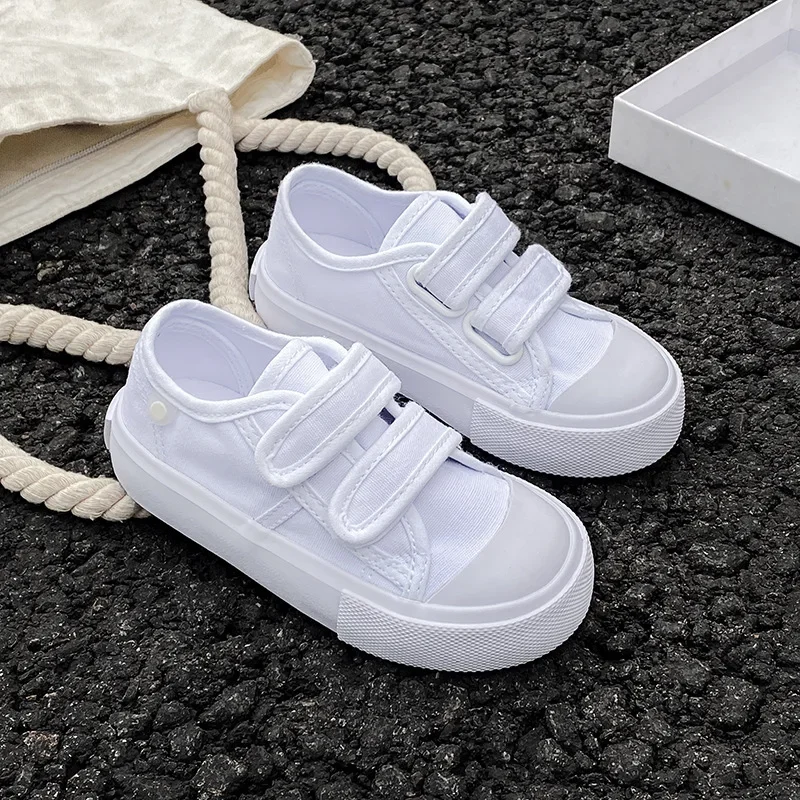 

Children Spring Autumn Velcro Fashion Shoes Girls Candy Color Low Top Soft Soled Children Shoes Korean Canvas Shoes Solid Color