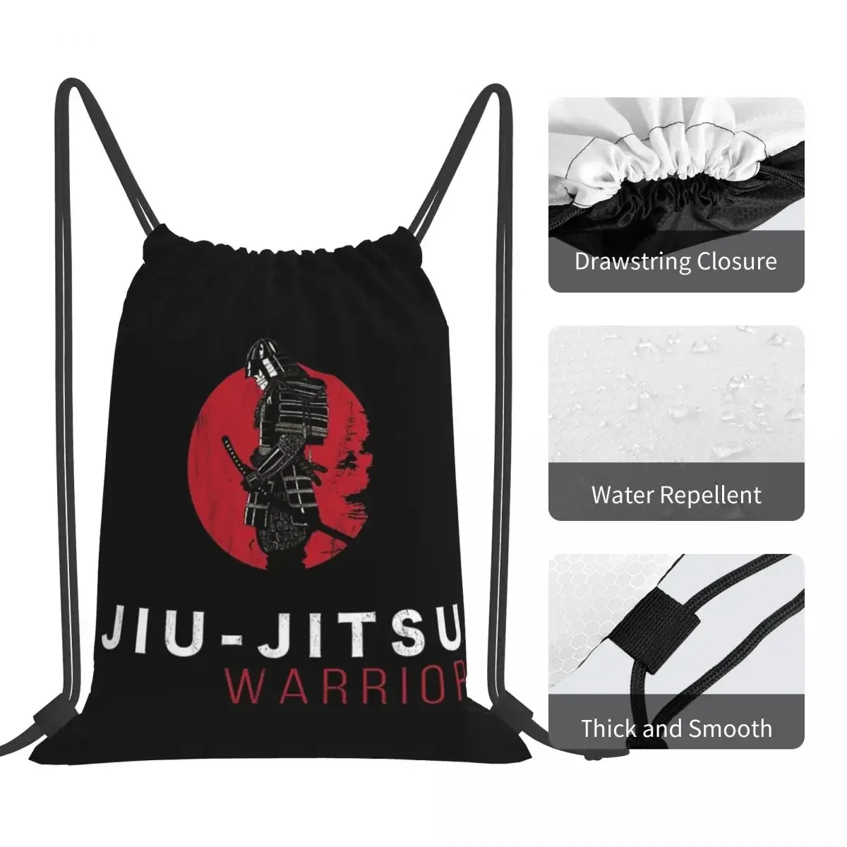 Jiu-Jitsu Warrior Japanese Bjj Gi & Black Belt Mma Backpacks Drawstring Bags Drawstring Bundle Pocket Shoes Bag BookBag