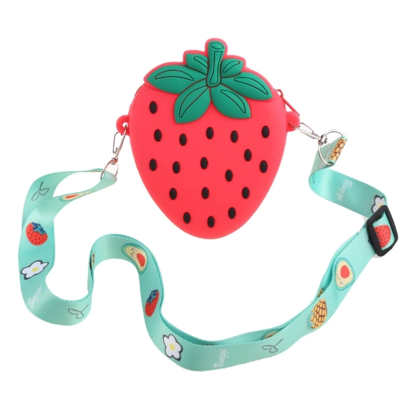 ซิลิโคน Avocado สตรอเบอร์รี่ Crossbody กระเป๋าเด็กเด็กวัยหัดเดินเด็กกระเป๋าถือไหล่ปรับสายคล้องวันหยุดใช้