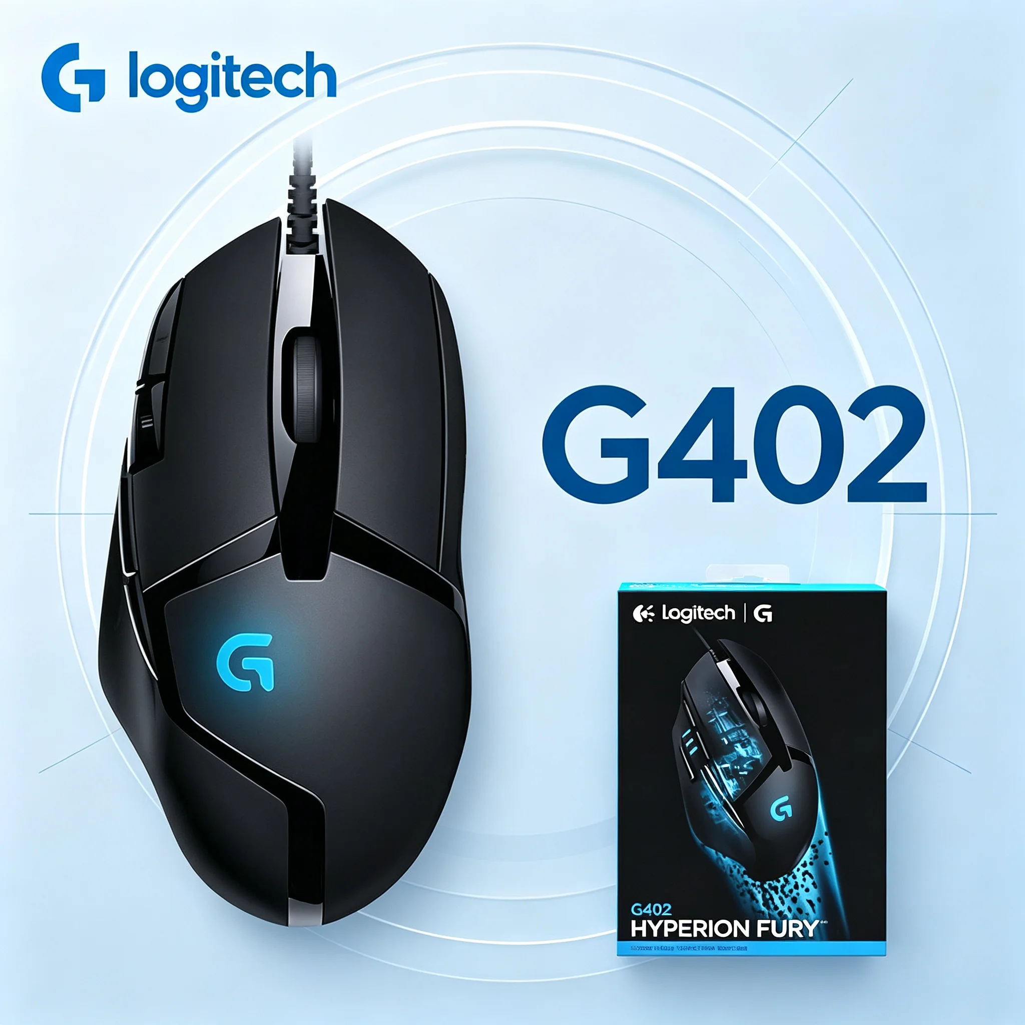 Logitech G402 USB Wired Gaming Mouse Optimized For Shooting Games 8 Programmable Buttons Stable Cursor Control Mice