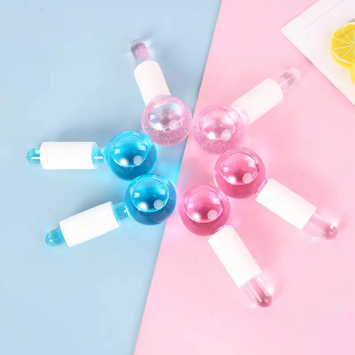 احصل على مجموعة أدوات الوجه المنعشة والتبريد - مدلك آيس فيس رولر وكرات تبريد للوجه والعناية بالبشرة