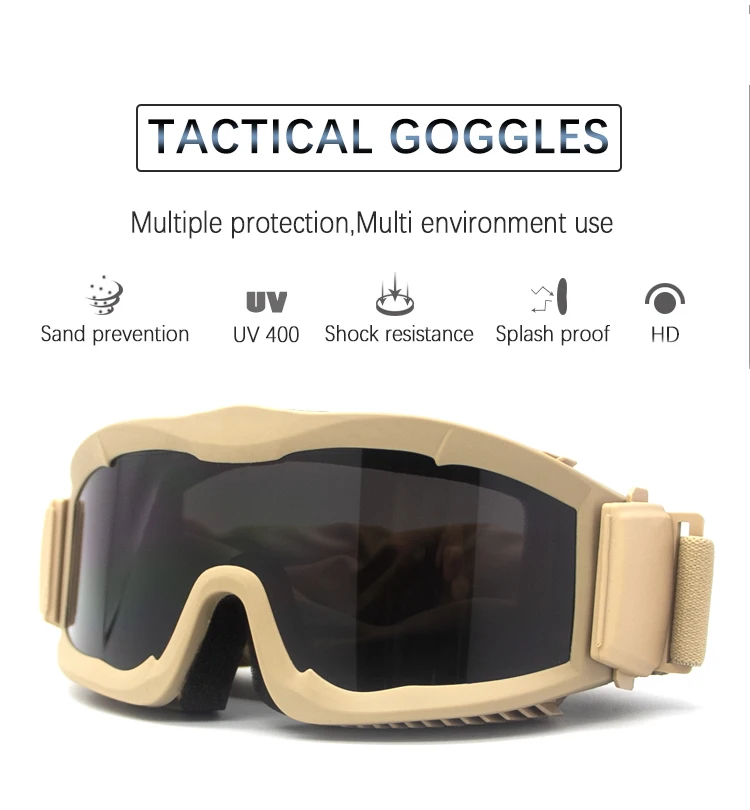 2024 neue Upgrade 3mm Taktische Schutzbrillen Kampf Explosion-proof Gläser Outdoor Jagd Paintball Brillen – Detail 1