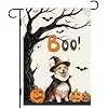 DLZDN Halloween Dog Garden Flag Boo Corgi Pumpkin Flag 12×18 Inch Double Side Vertical Burlap Farmhouse Yard Sign Seasonal H jjp