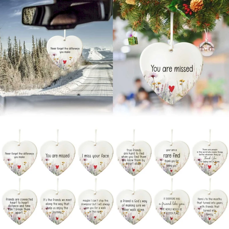 Christmas Friendship Wedding Keepsake for Best Friend Acrylic Heart Shaped Hanging Decoration Christmas New Year Gift