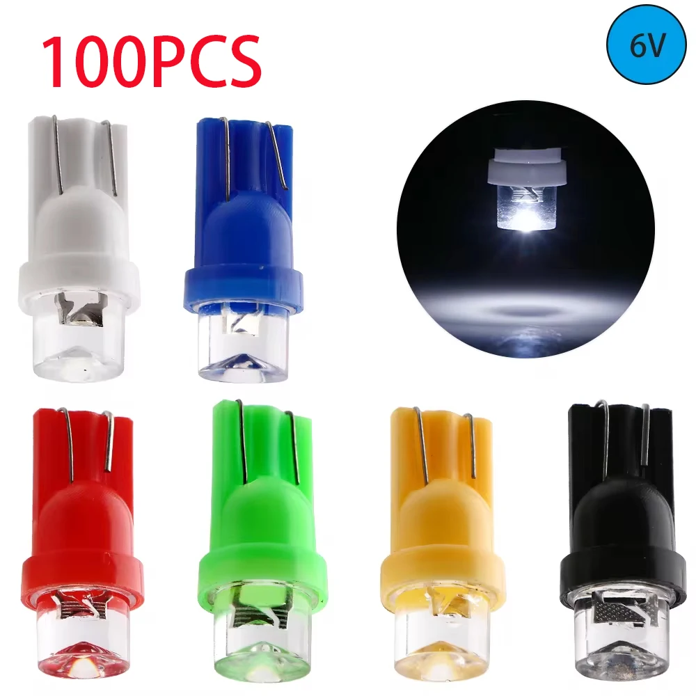 

100X T10 LED Bulb DC 6V/6.3V RGB Smd 5050 Auto Wedge Light Side Dashboard Number Plate Lamps Dome Transparent Car Lights