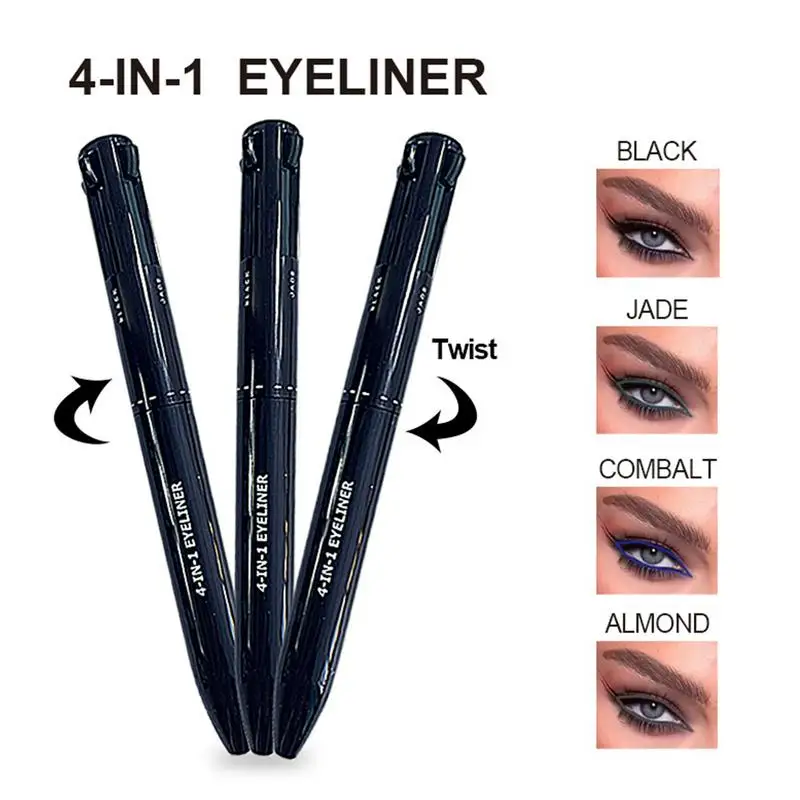 Multi-Effect 4 In 1 Eyeliner Wenkbrauw Potlood Contour Pen Langdurige Waterdichte Cosmetica Eyeliner Make-Up Potlood Lip Liner Pen