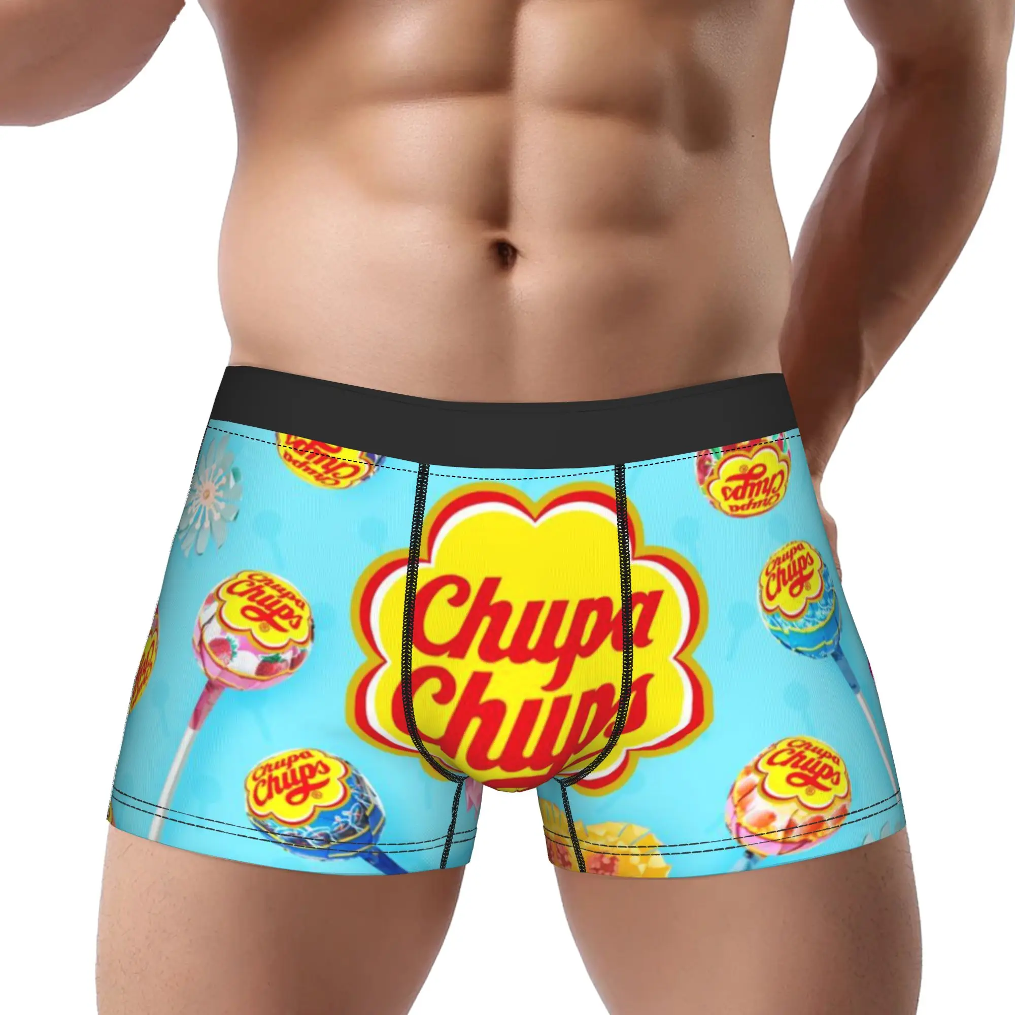 

Мужские трусы-боксеры Chupa Chups с синим фоном, дышащие, вентилируемые шорты