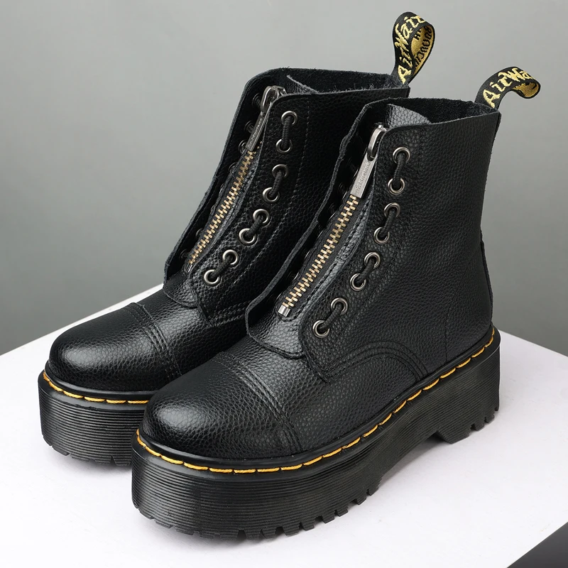 British two-wear thick-soled 8-hole women's boots Sinclair motorcycle shoes front zipper fashion sexy punk men's winter boots