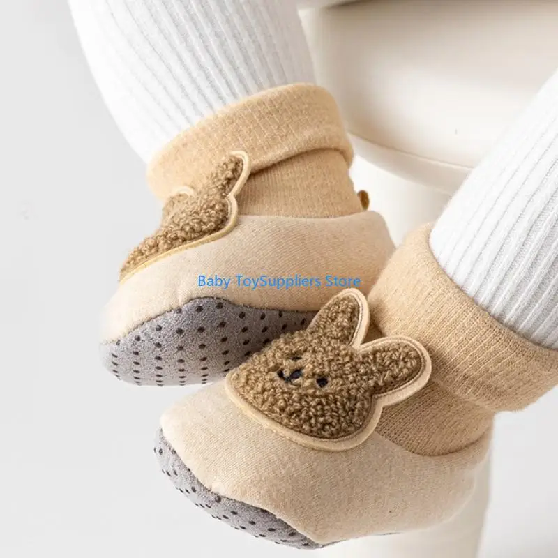 R1WF Infant Mittelkalbboden Socken Cartoon Baby Lernt Wanderschuhe Nonslip Grip Boden für Zuhause und Außengebrauch