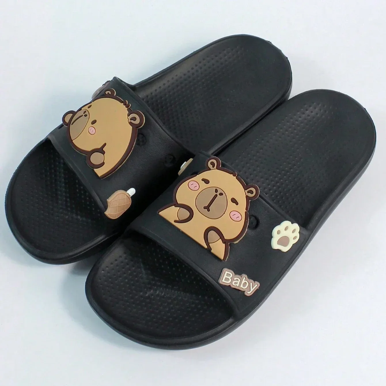 Women DIY Cute Capybara Decor Clogs Lovely Animals Fashion Summer Beach Slides Cave Hole Flats Students (Independently Packaged)
