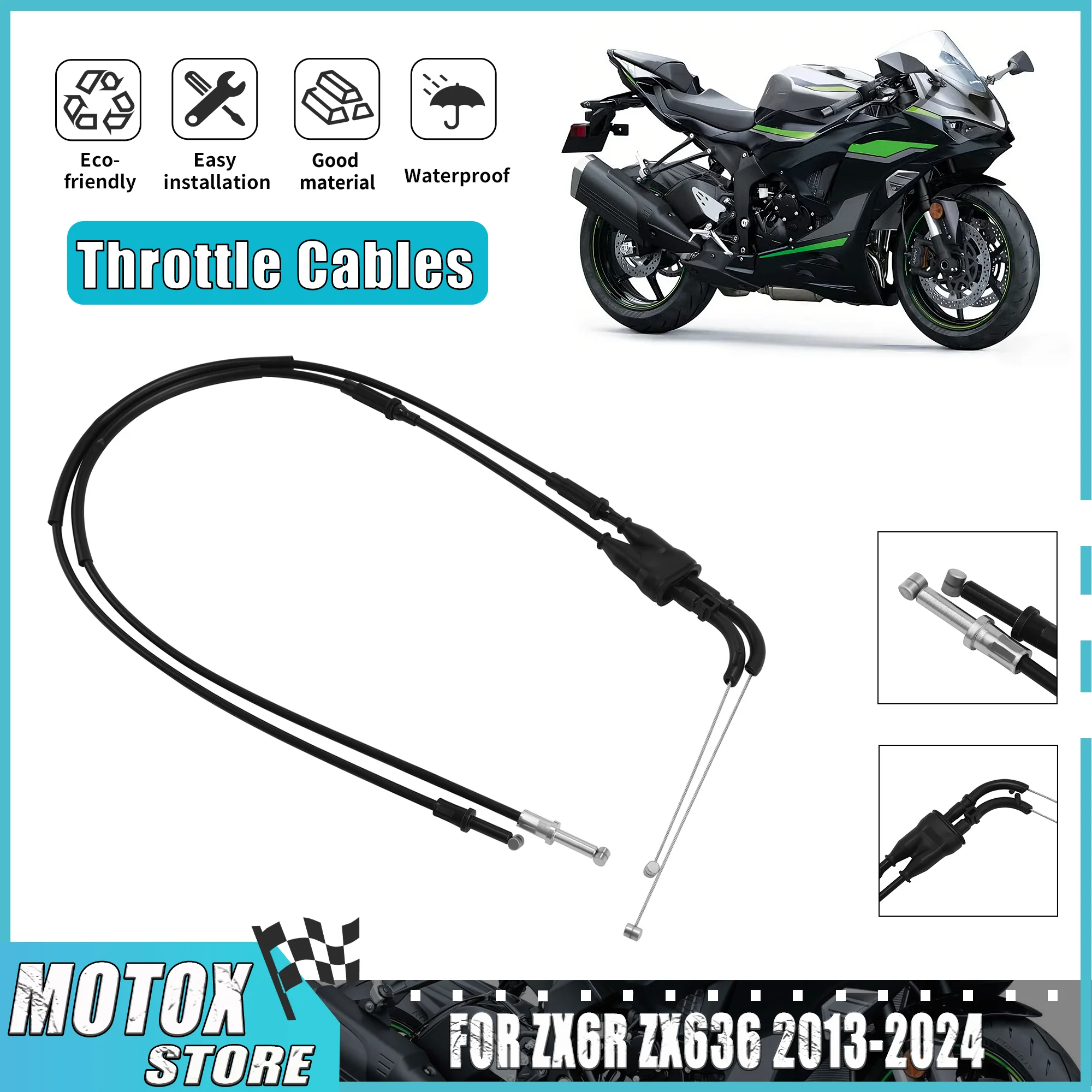 

Мотоциклетный трос дроссельной заслонки, газовый провод акселератора для KAWASAKI ZX636 Ninja ZX-6R 2013-2025 ZX636KSFA 2022 2023 2024