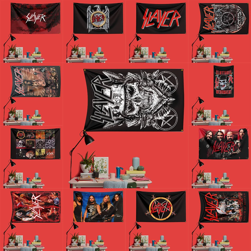 

Slayer Inspired Rock Music Flag 3x5 FT 90x150cm Polyester Decorative Banner Tapestry For Music Fans Bedroom Wall Decoration