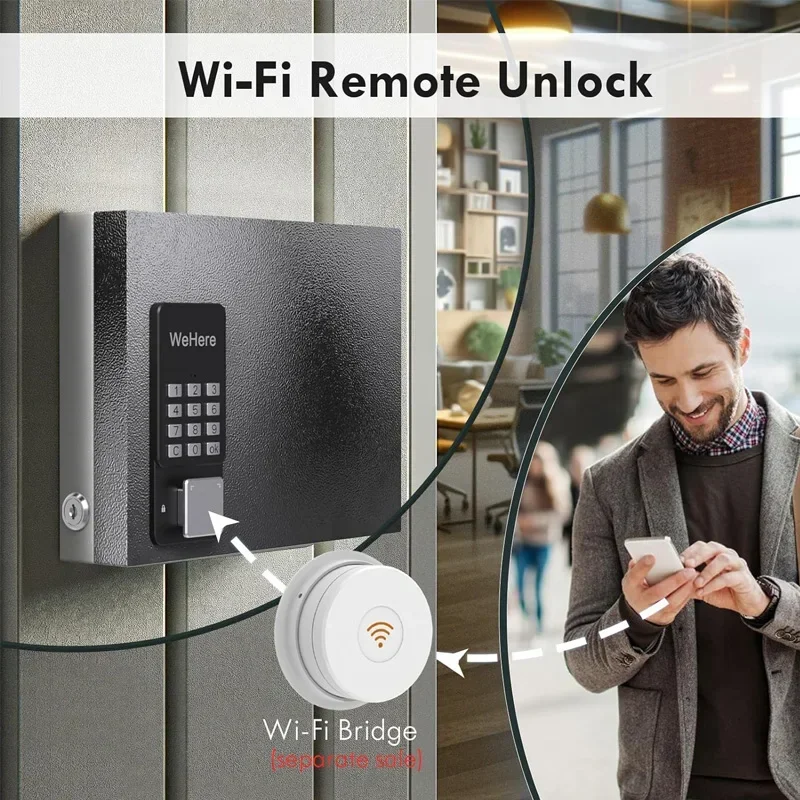 Montagem em parede Smart Key Safe Box, App Bluetooth, Senha Única, Wi-Fi, Código Fixo, Key Unlock, Suporte APP, 16 Chaves