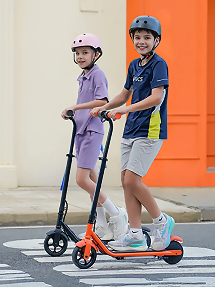 Elektrische scooter voor kinderen K2Pro 150W motor 6 inch banden 18V batterij 16 km h Topsnelheid 6-9 km bereik Oranje Zwart 3 versnellingen met LED - afbeelding 2