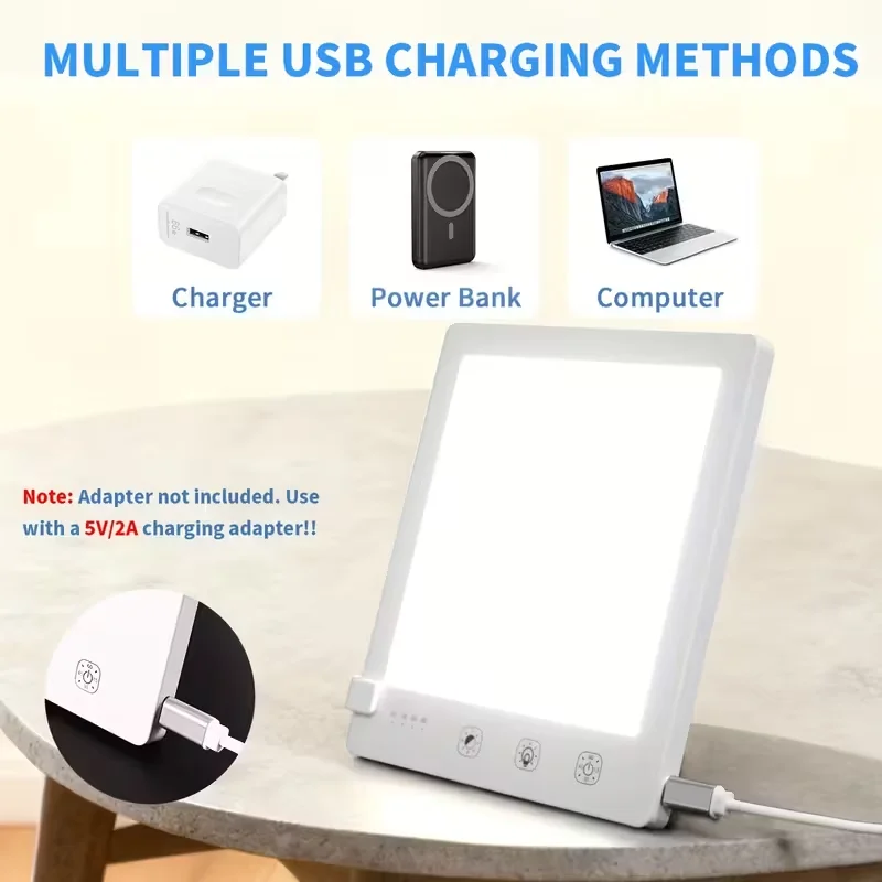 1 مصباح ضوء النهار LED مع حامل قابل للتعديل، ضوء استرخاء رفيع للغاية خالي من الأشعة فوق البنفسجية 10000 لوكس، ملحق ضوء الشتاء الطبيعي للمنزل #6