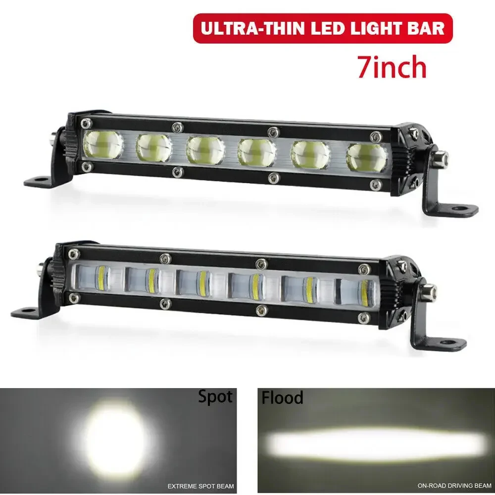 

6D Lens Slim 7 inch Led Bar 12V Flood Spot Driving Lights Led Headlights for road use Tractor SUV Motorcycle Truck Trailer Boat