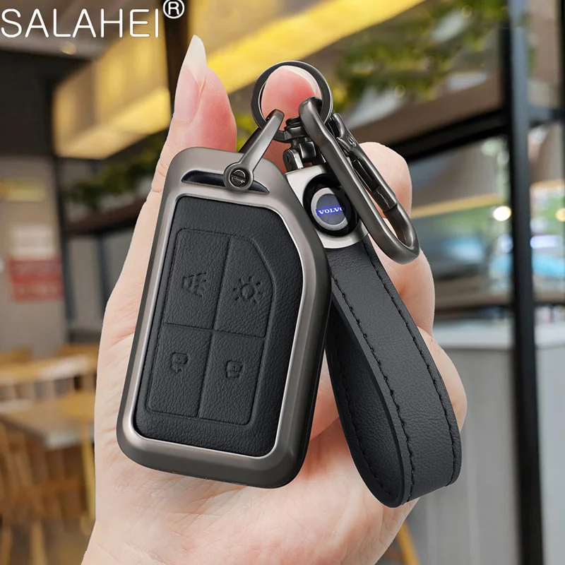 Новинка, кожаный чехол для дистанционного ключа из цинкового сплава, оболочка для автомобильного ключа, оболочка для volvo fh16 rc FM EVRO 6 fh, аксессуары для грузовиков, полу4 кнопки