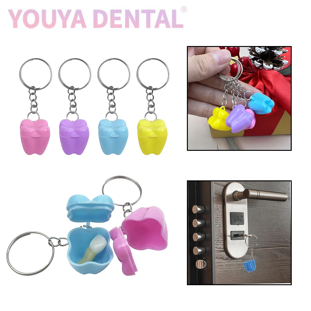 50-Piece Baby Tooth Storage Box Keychain Color Plastic Tooth Storage Box Tooth Box Keychain Baby First Storage Box Dentist Gift