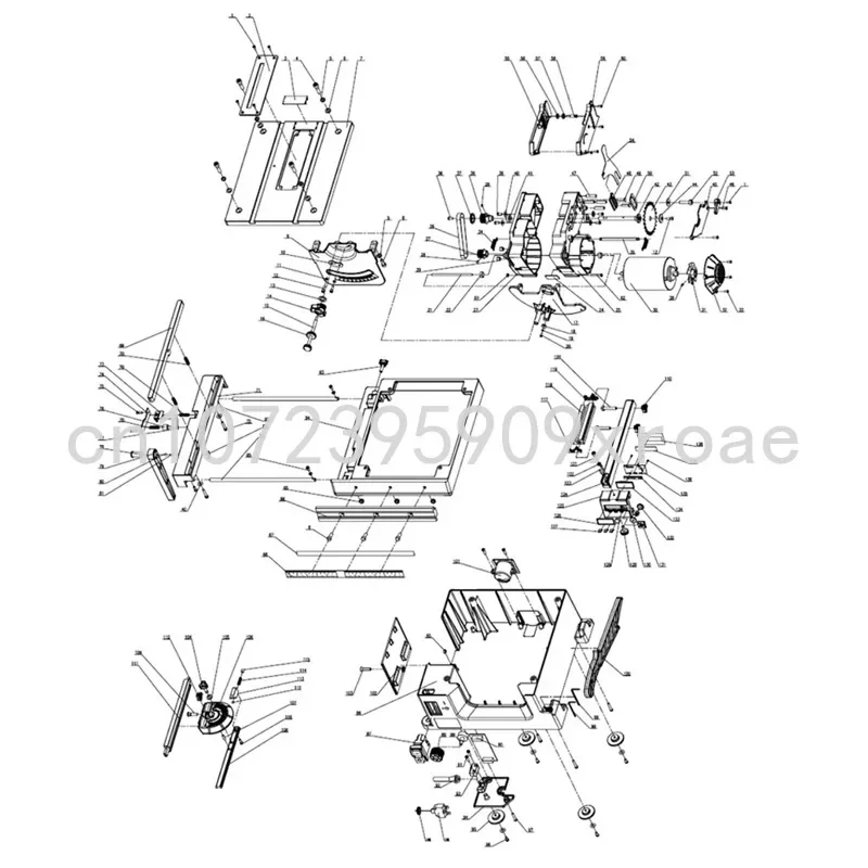 Multifuncional Woodworking Chain Saw, pequena máquina de corte, Model Saw, Pushtable