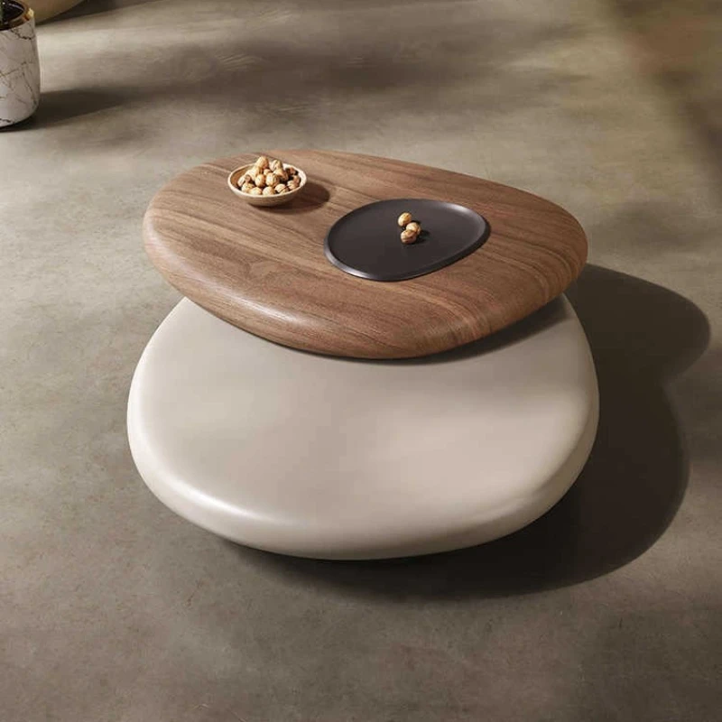 

Special-shaped pebble rotating coffee table designer simple size apartment Italian minimalist living room tea table modern