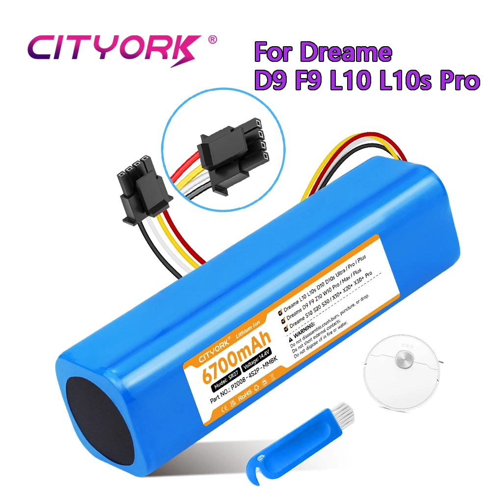 14.4V 6700mAh Battery For Dreame L10 L10s D10 D10s Ultra/ Pro / Plus D9 F9 Z10 W10 Pro/Max Pluss S10 S20 S30/X10+ Accessories