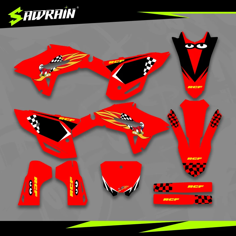 

Sawrain Motorcycle Graphics Backgrounds Decal Stickers Kits for HONDA 21-23 CRF450 22-24CRF250