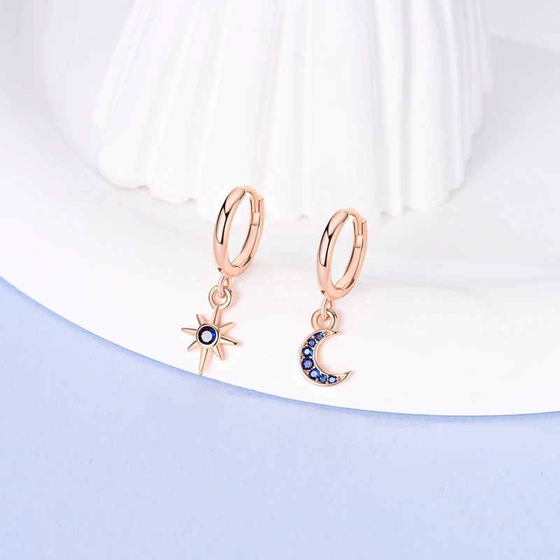 925 Sterling Silver Fashion Rose Gold Heart Geometric Butterfly Earrings Ladies Fine Party Engagement Wedding Jewelry Gift