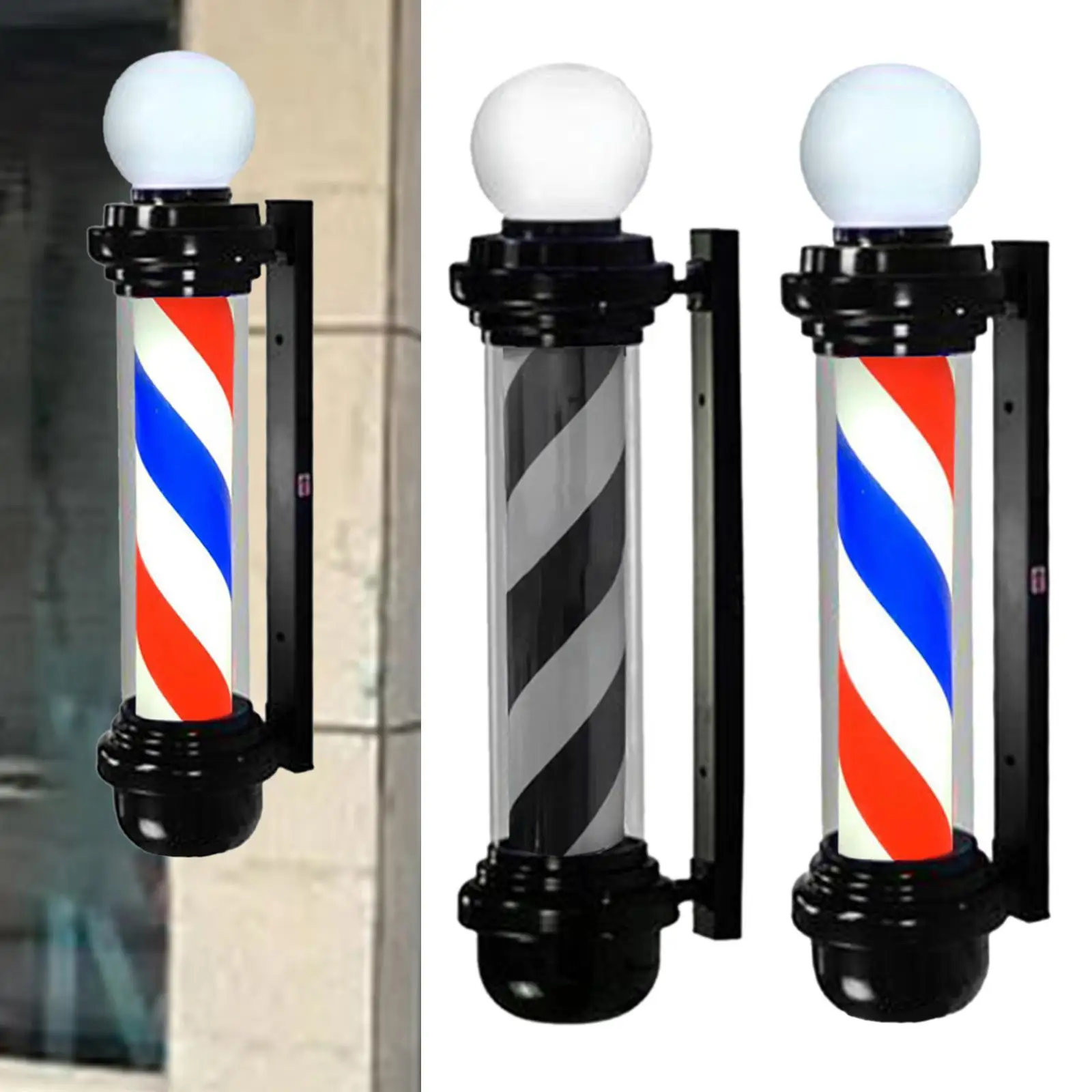 Barber Pole Light Sturdy Salon Rotating Light for Indoor Barbershop Outside