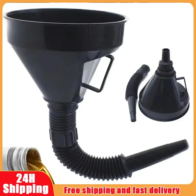 Plastic Oiler Filter Funnel with Filter Detachable Hose Oil Filling Equipment Safety Long Mouth Auto Refueling Funnel