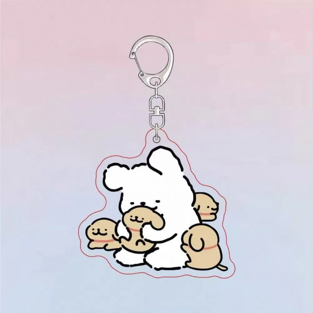 

Line Puppy Pendant Cartoon Backpack Couple Keychain Cute Best Friend Acrylic Phone Lanyard Embrace Ins Style Pendant Gift