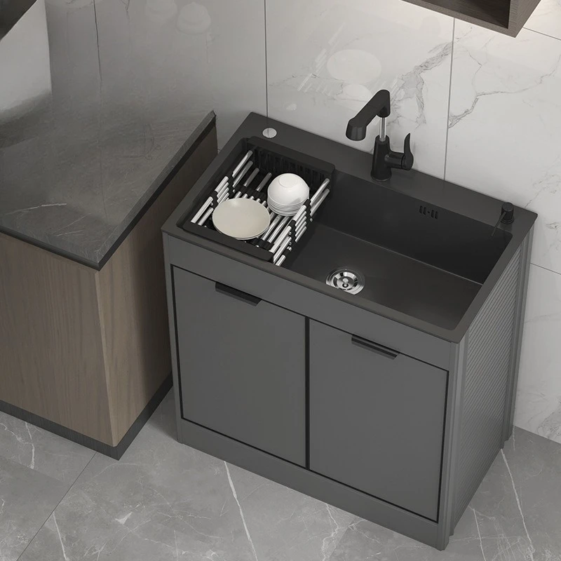 

Stainless steel vegetable basin integrated floor cabinet kitchen