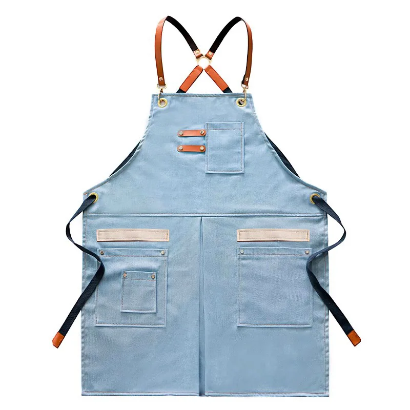 Apron Denim Hairstylist Milk Tea Cake Shop Barista Men and Women Flower Shop Work Clothes Hairdressing