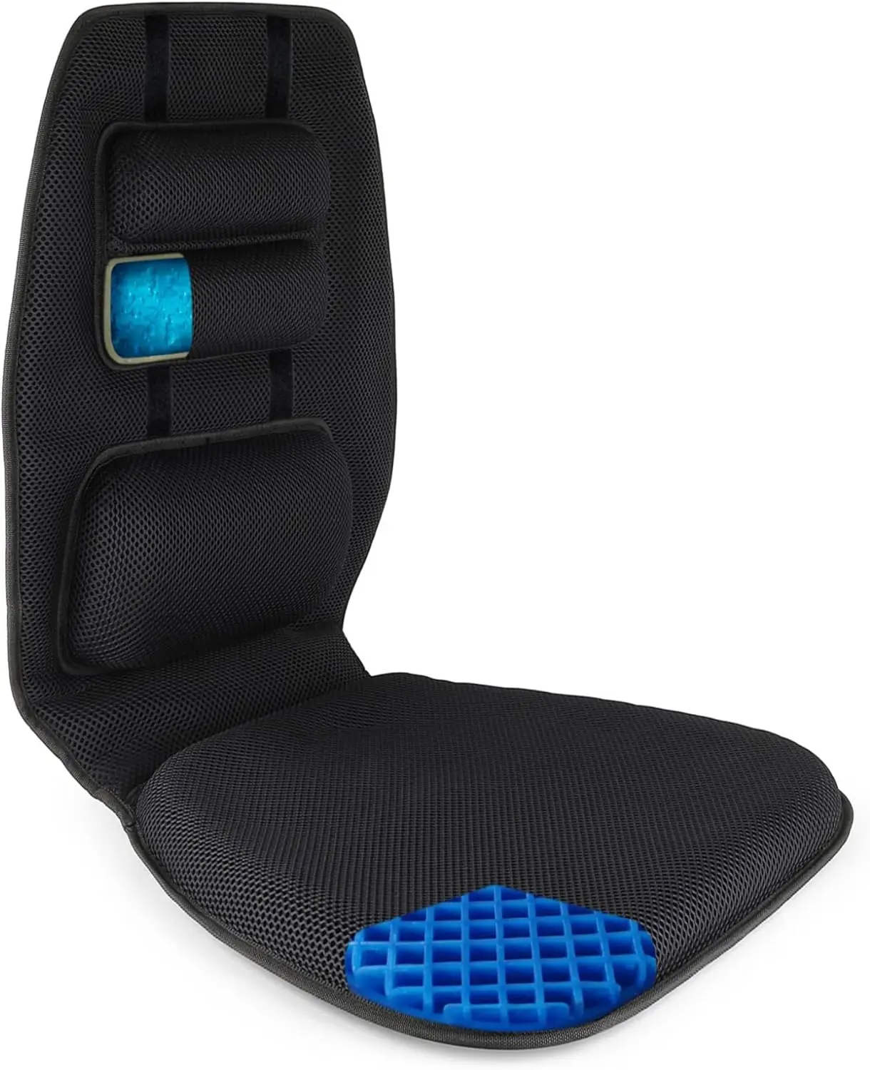 Car, Office Chair, Gaming, Stadium Use - Gel Seat Cushion with Adjustable Back Support for Pain Relief and Posture Aid