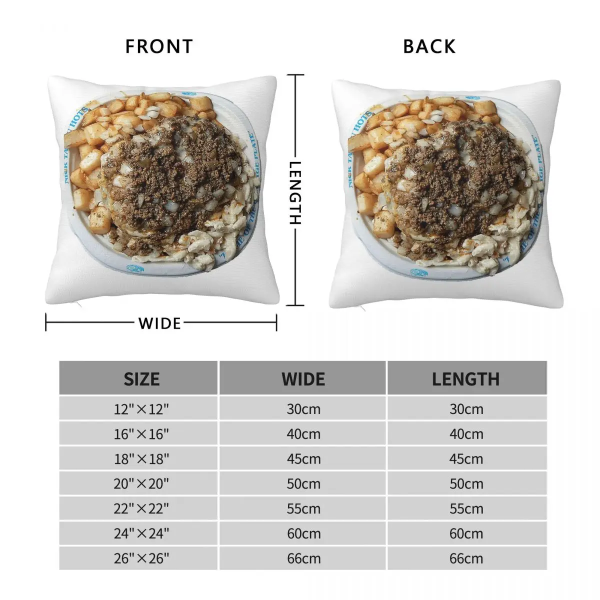 Garbage Plate Square Pillowcase Polyester Linen Velvet Printed Zip Decorative Room Cushion Cover