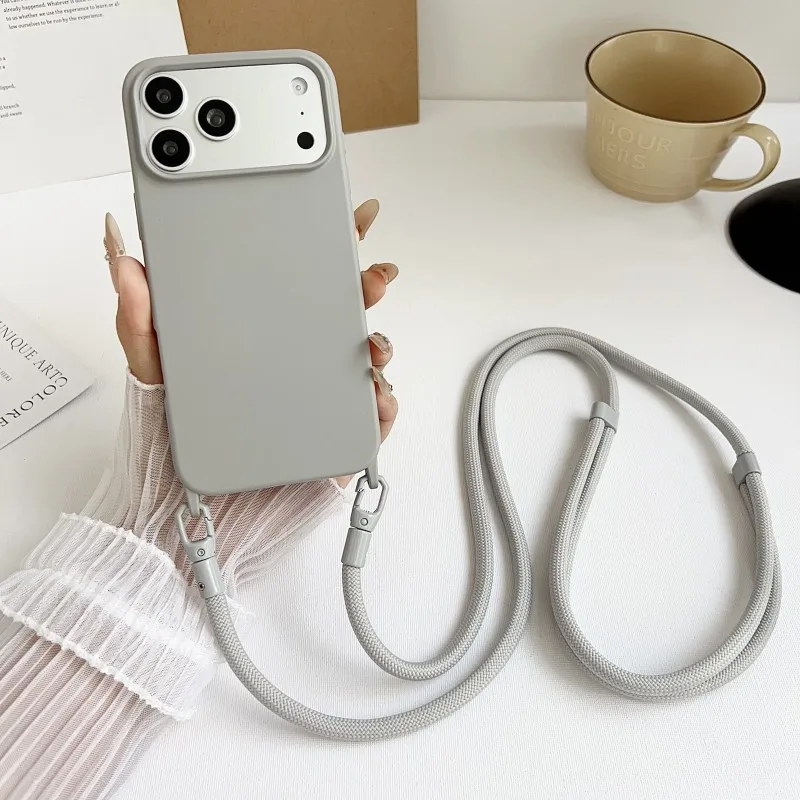 Offizielle Lanyard-Hülle für iPhone 17 Pro Max 14 12 11 13 15 16 Plus 17 Air Shockproof Candy Crossbody Neck Cord Strap Soft Cover – Detail 12