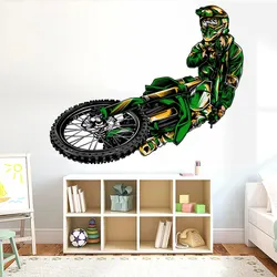 Mountain Motocross Rider Extreme Sports Decal Wall Sticker Motorcycle Enthusiasts Home Living Room Bedroom Art Decor