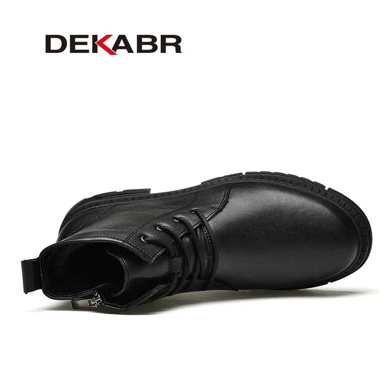 DEKABR Genuine Leather Zipper Casual Men\'s Boots Comfortable Winter Autumn Warm Fur Plus Waterproof Snow Boots Big Size 37-49