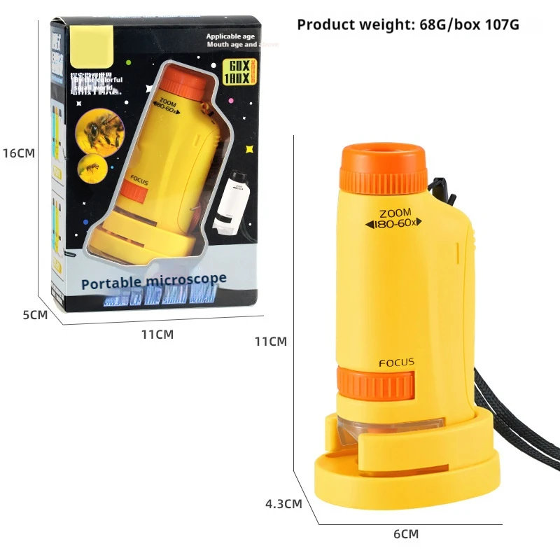 Handheld Microscope Science Experiment Set with LED Light Kindergarten Toy Handheld Children's Outdoor Toy