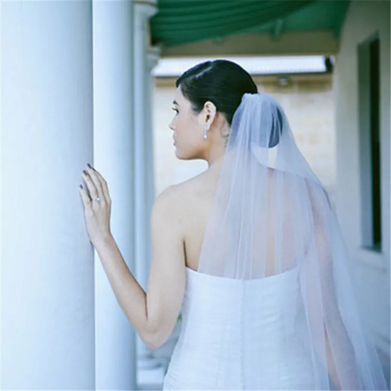 Soft Veil 1 layer Chapel Length Wedding Veil 91 Inches (230cm) Lace Bridal Veil Metal Comb