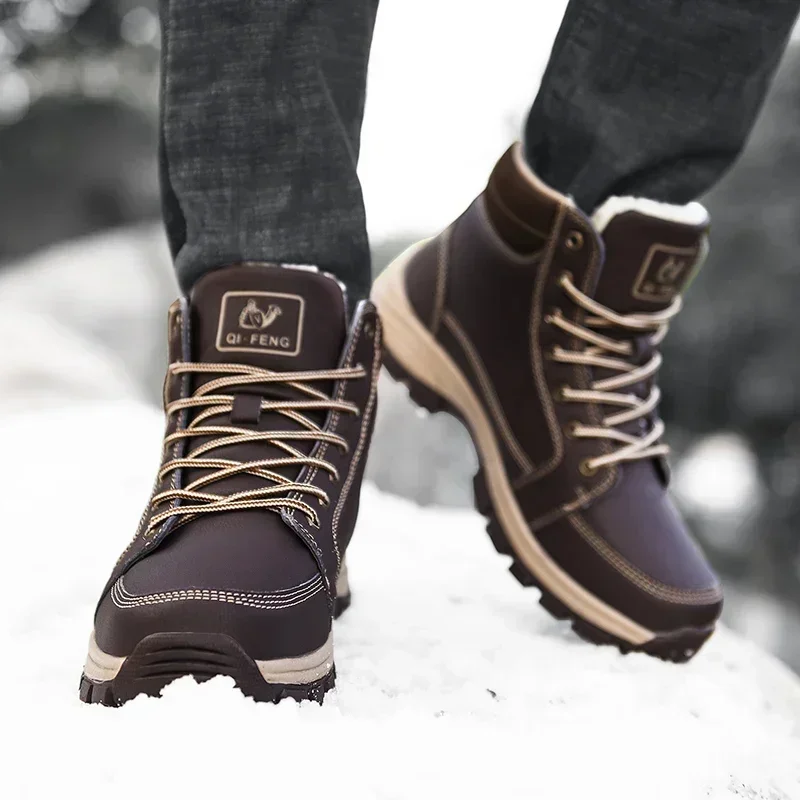 High-Top Men Hiking Boot Winter Outdoor Shoes Lace-Up Non-slip Outdoor Sports Casual Man Trekking Boots Cotton-padded Shoes