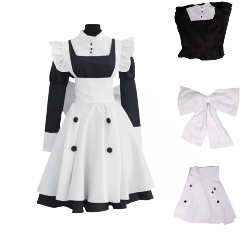 Mey Rin คอสเพลย์เครื่องแต่งกาย Anmie บัตเลอร์สีดําชุดแม่บ้านสีขาวสีดําชุดคริสต์มาส Carnival Dress Party