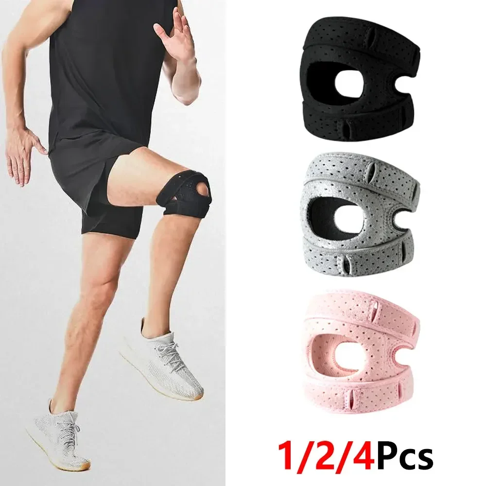 1/2/4Pcs Children Adjustable Knee Stabilizer, Breathable Perforated Knee Brace with Silicone Ring, Dual Strap Knee Support Youth