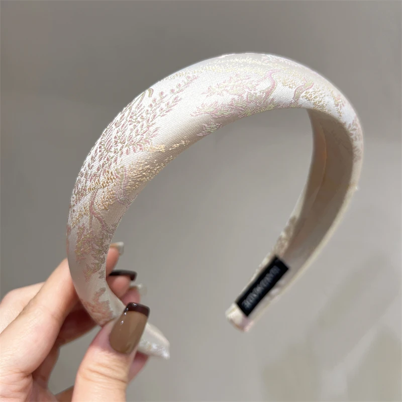

New Chinese Style Printed High Skull Headband with Elegant Temperament Retro Headband for Women