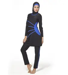 Adasea-traje de baño Hijab completo, 0385, color negro y azul