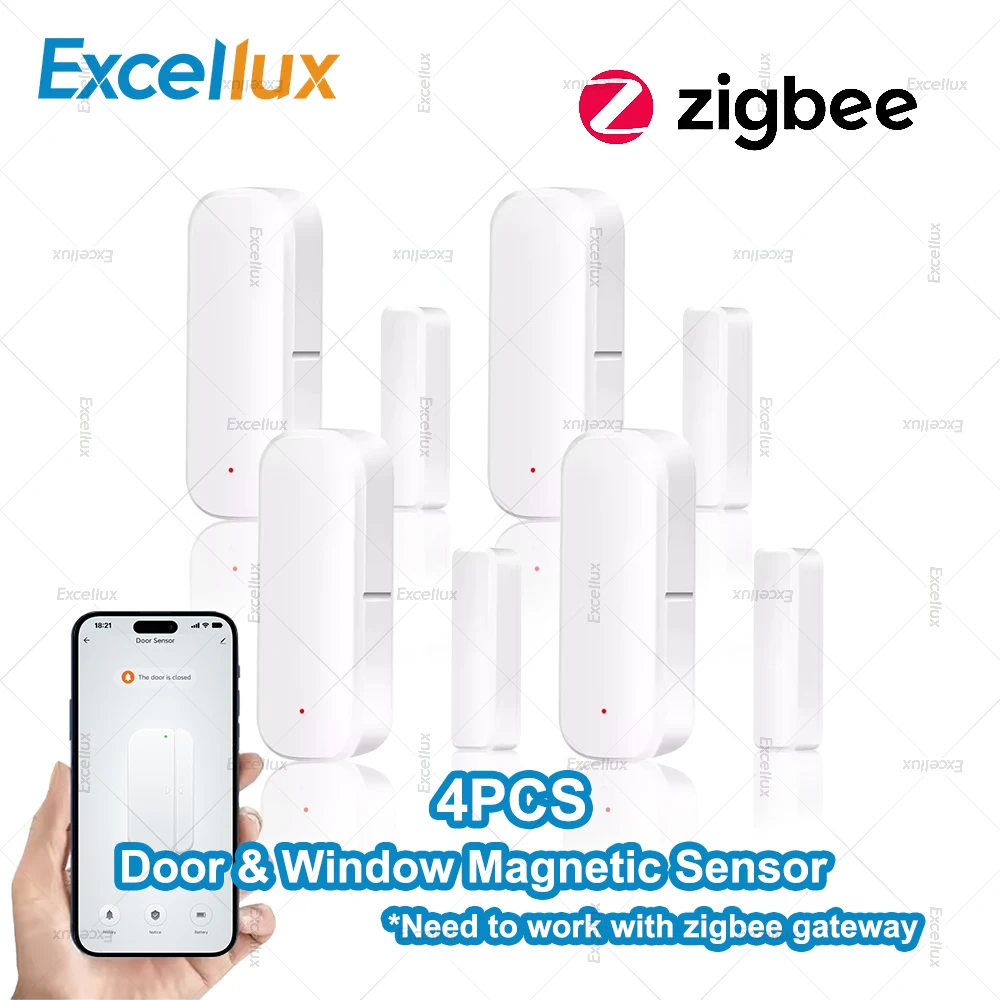 4Pcs Zigbee Door Window Sensor For Smart Home Security Alarm Wireless Anti-theft Door Contact Detector App Remote Monitor Z2MQTT