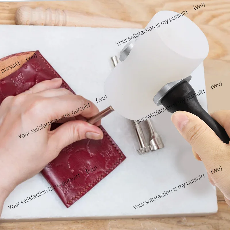 DIY leather craft tool T-shaped wooden handle leather punching nylon hammer, printing hammer tool