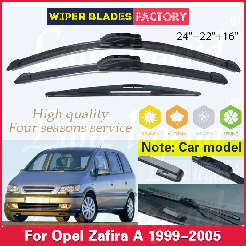 

For Opel Zafira A 1999 2000 2001 2002 2003 2004 2005 24"22"16" Front Rear Wiper Blades Windscreen Window Brushes Car Accessories