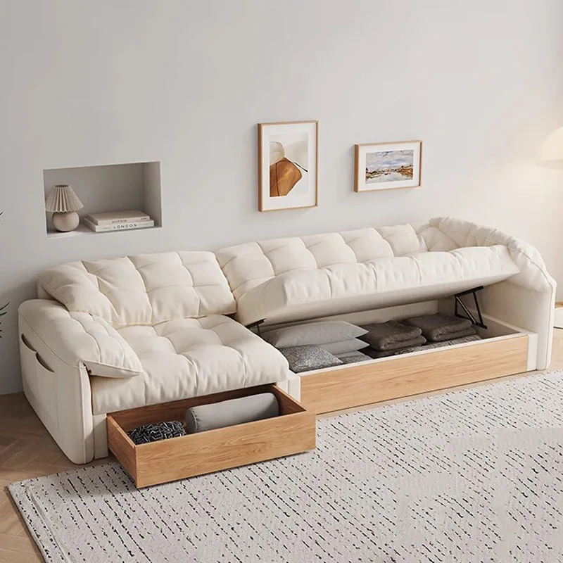 Storage Luxury Living Room Sofas L Shape Corner Chaise Longue Multifunctional Sofas Modern European Canape Salon Home Furniture