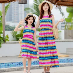 Family Matching Clothes Beach Summer Mother Daughter Dresses Women Floral  Dress Baby Girl Dress Mom Baby Girl Party Clothes